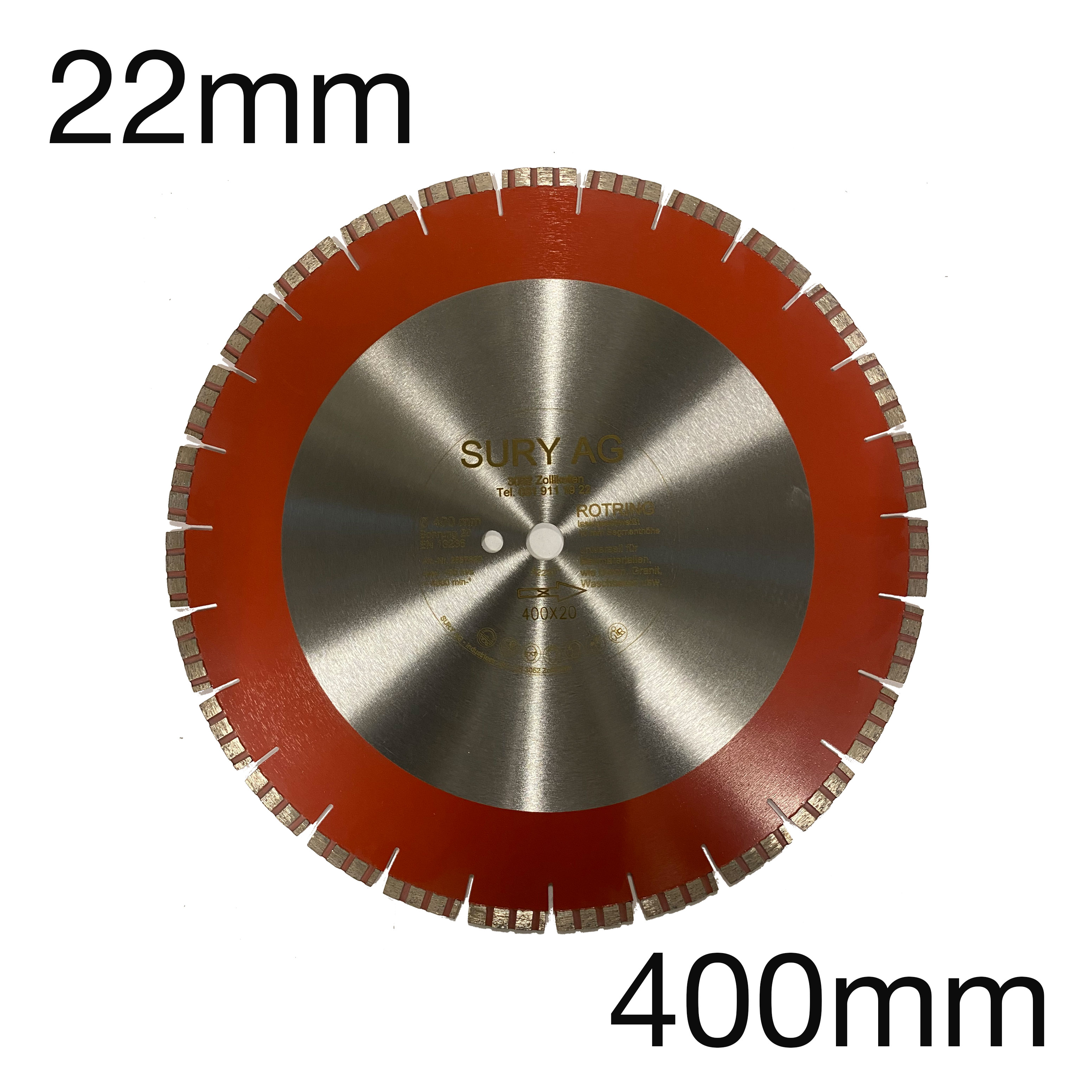 Diamant-Trennscheibe Turbolaser, 10mm Segmenthöhe, lasergeschweisst, 400 x 22mm Diamant-Trennscheibe Turbolaser, 10mm Segmenthöhe, lasergeschweisst, 400 x 22mm
