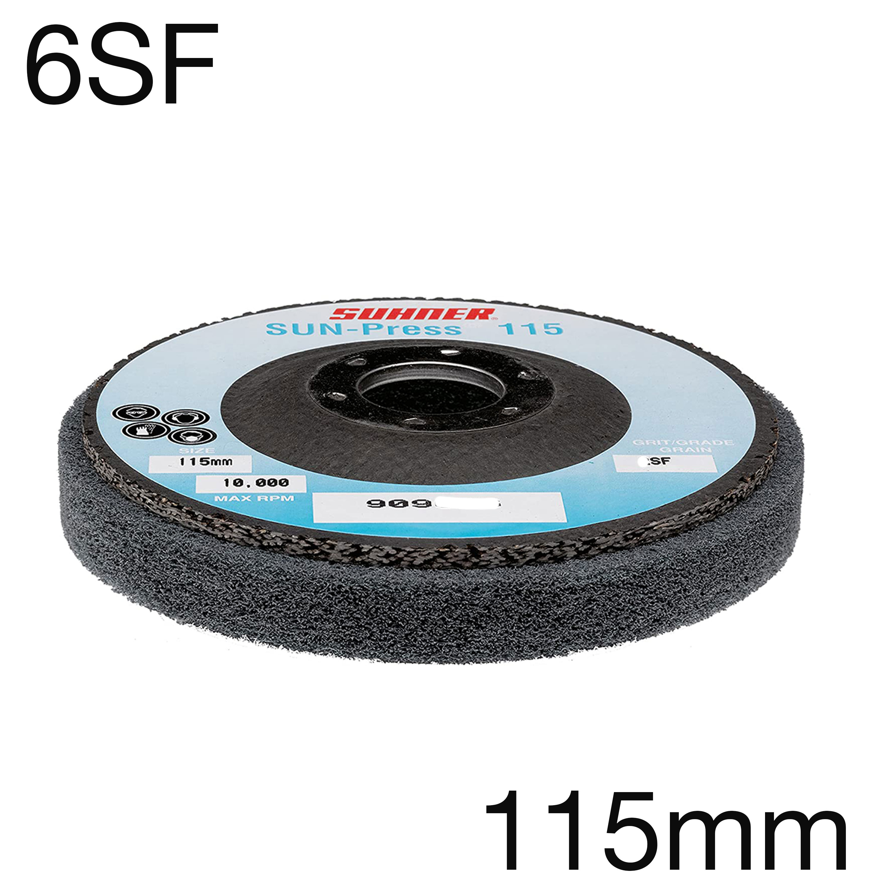 Suhner gepresste Kompaktscheibe SUN-Press, Faservlies, 6S fine, 115 x 22mm, Pack mit 5 Stk Suhner gepresste Kompaktscheibe SUN-Press, Faservlies, 6S fine, 115 x 22mm, Pack mit 5 Stk