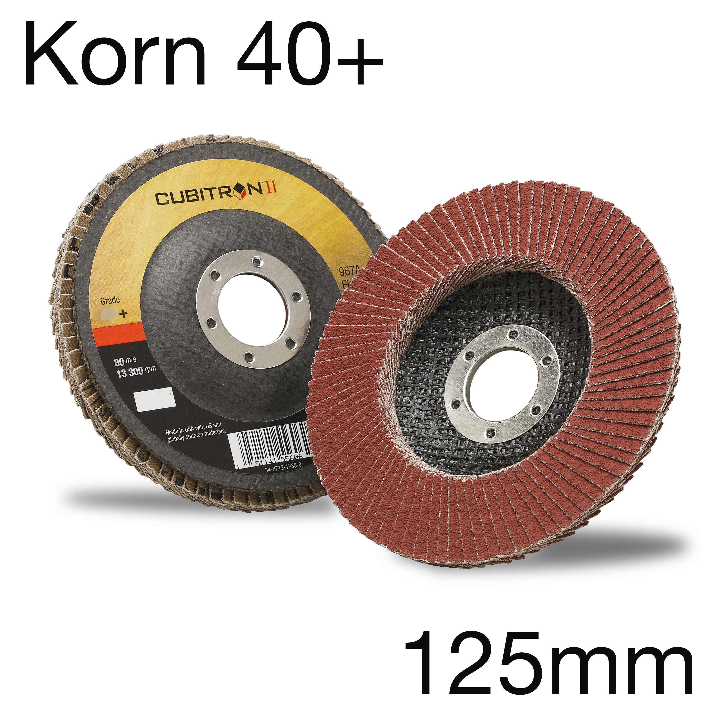 3M 967A 65069 Cubitron II Lamellenscheiben, flach, Korn 40+, 125 x 22mm, Pack mit 10 Stk 3M 967A 65069 Cubitron II Lamellenscheiben, flach, Korn 40+, 125 x 22mm, Pack mit 10 Stk