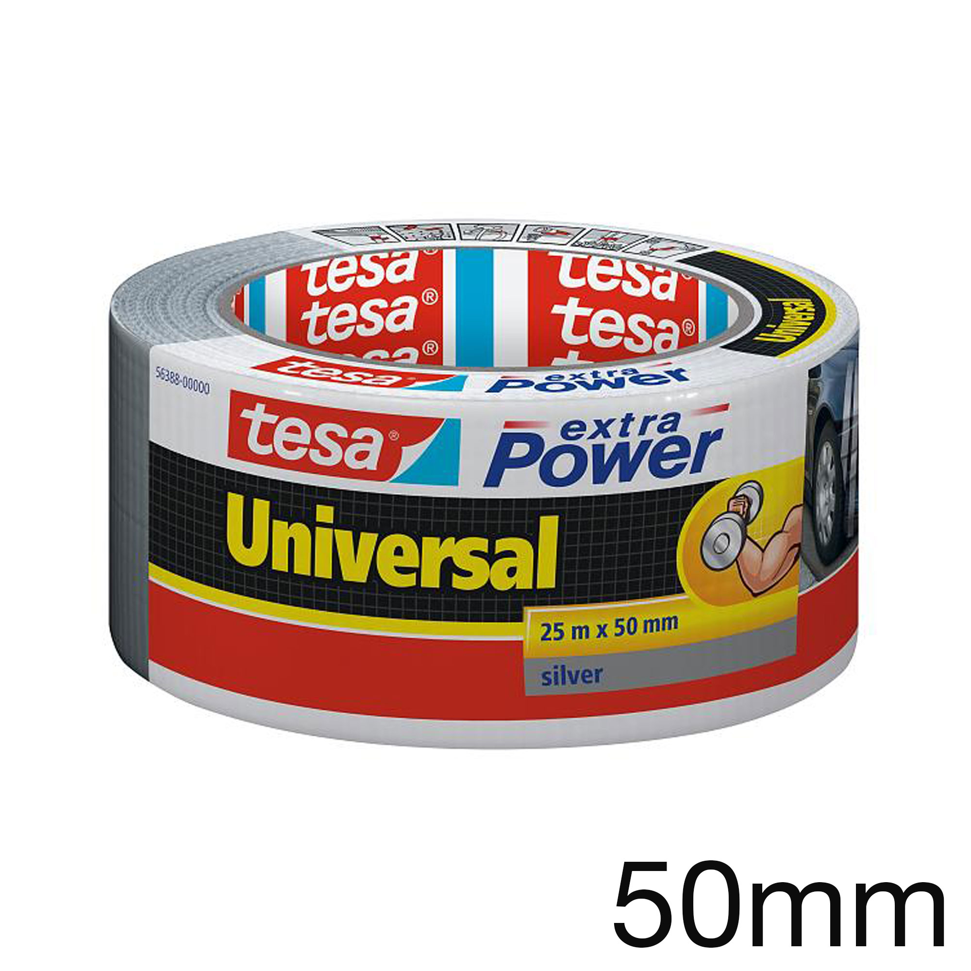 tesa 56388 extra Power Universal-Reparaturband, silber, 50mm x 25m