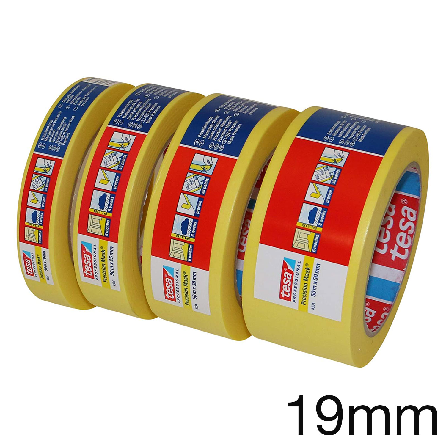 tesa 4334 Präzisionskrepp, gelb, 19mm x 50m tesa 4334 Präzisionskrepp, gelb, 19mm x 50m