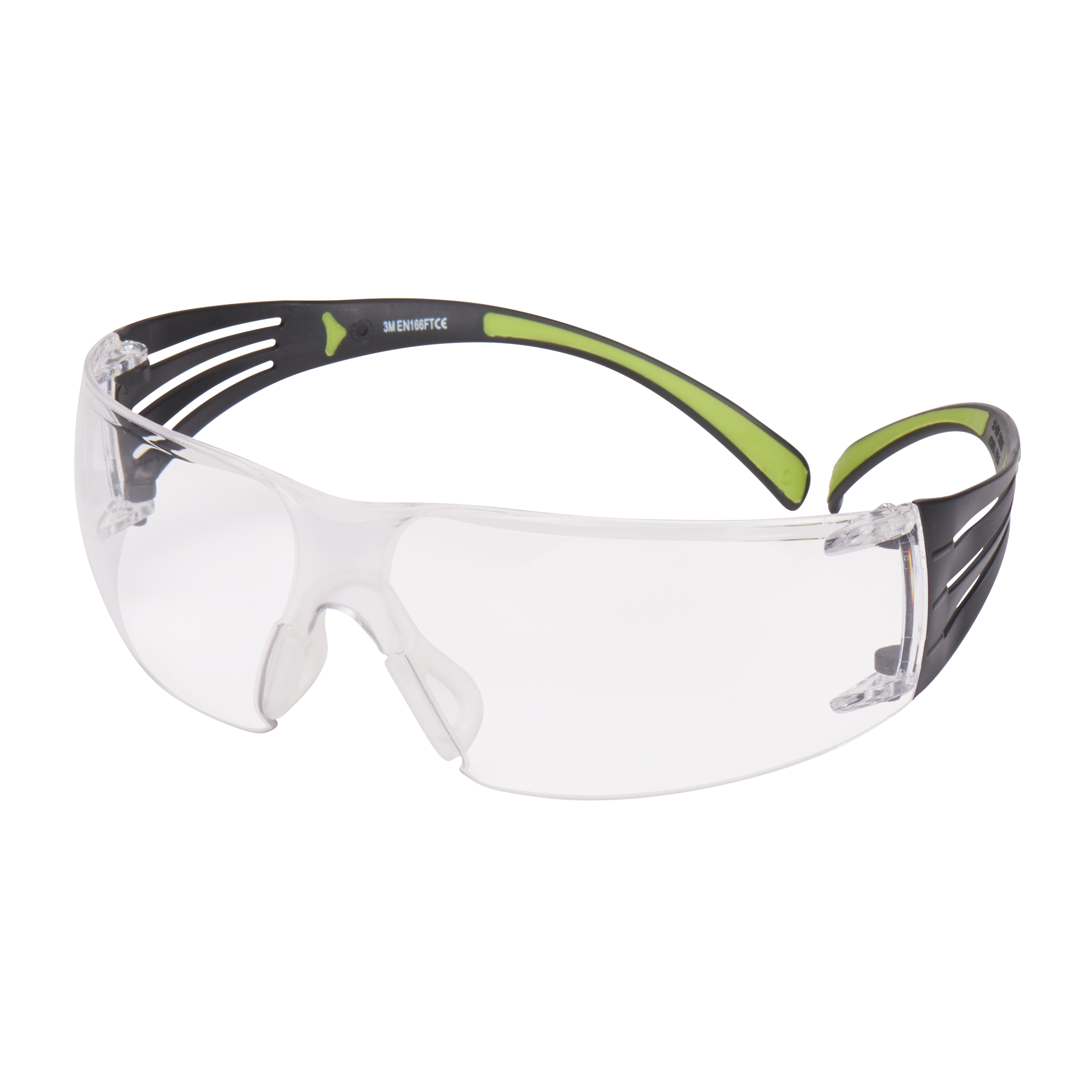 3M SecureFit Schutzbrille Serie 400, SF401AF, Bügel schwarz/grün, Scheibe klar