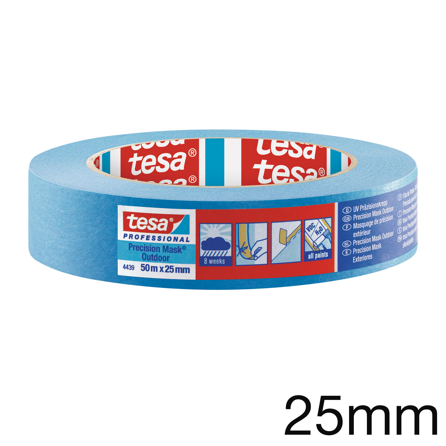 tesa 4439 Präzisionskrepp Aussen, blau, 25mm x 50m