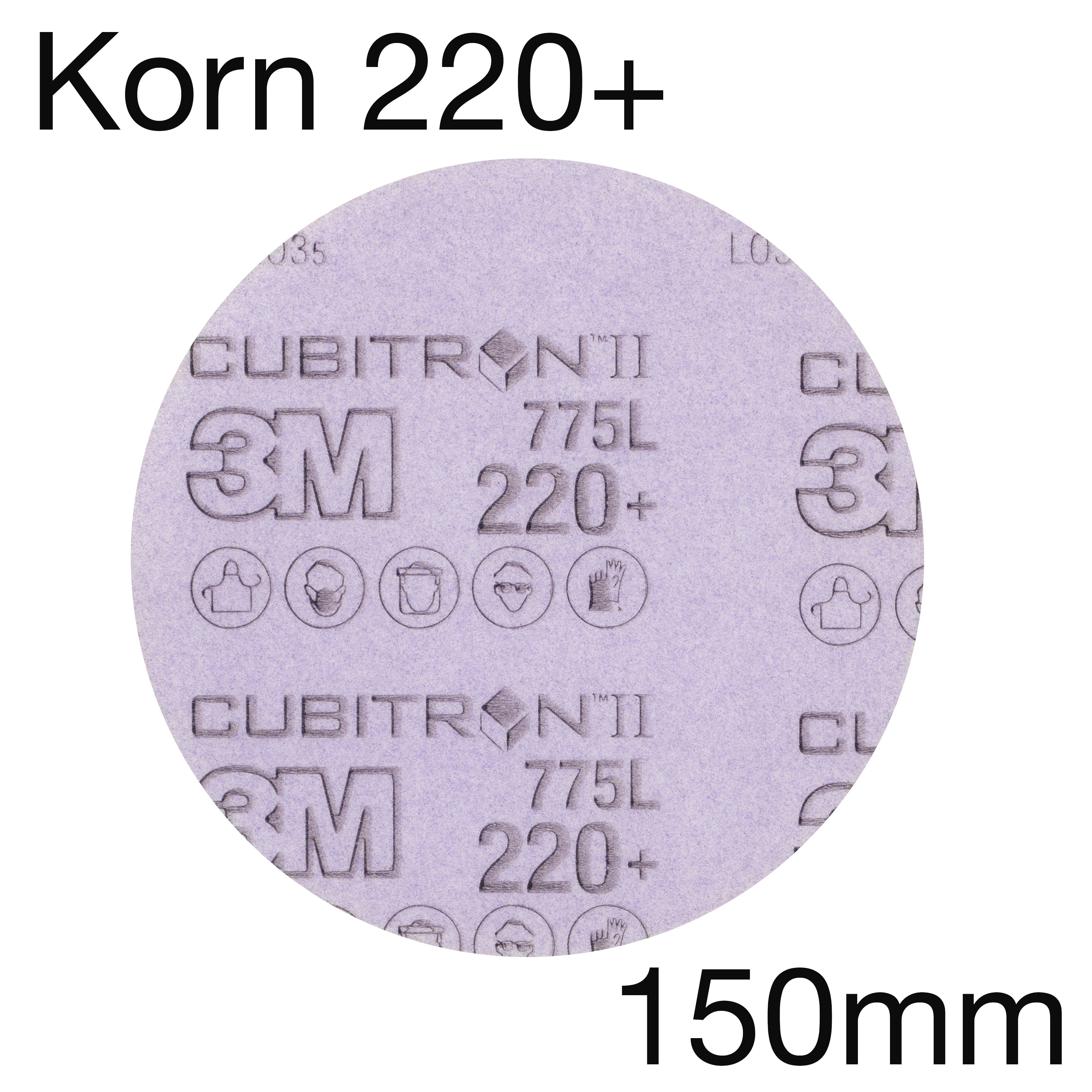 3M 775L 87089 Cuibron II Hookit, reissfeste Filmscheibe, ungelocht, Korn 220+, 150mm, Pack mit 50 Stk 3M 775L 87089 Cuibron II Hookit, reissfeste Filmscheibe, ungelocht, Korn 220+, 150mm, Pack mit 50 Stk