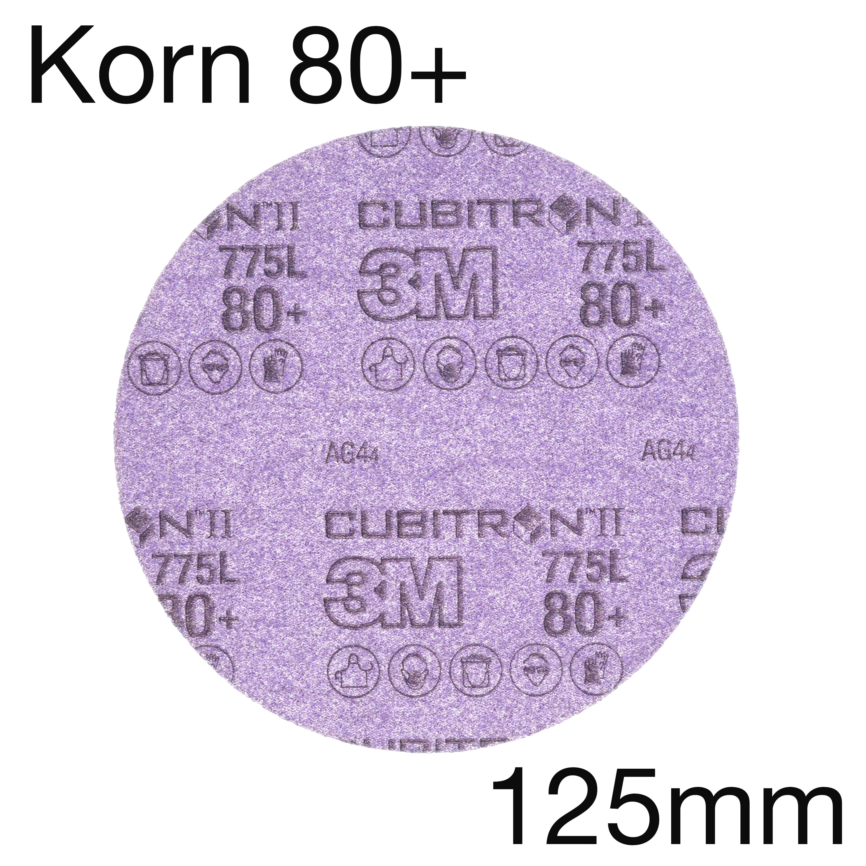 3M 775L 86818 Cubitron II Hookit reissfeste Filmscheibe, ungelocht, Korn 80+, 125mm, Pack mit 50 Stk 3M 775L 86818 Cubitron II Hookit reissfeste Filmscheibe, ungelocht, Korn 80+, 125mm, Pack mit 50 Stk