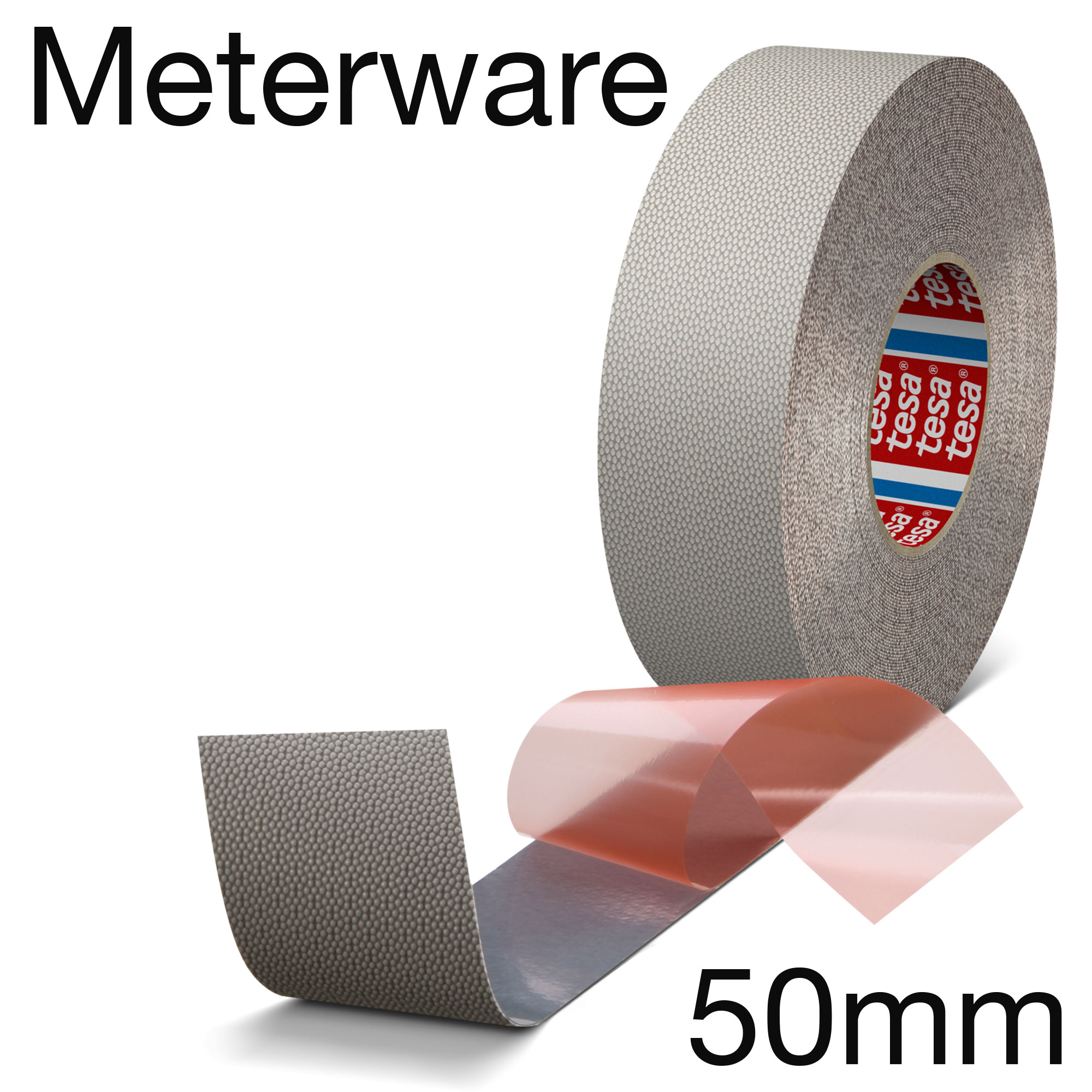 tesaband® 4863 abriebfestes Gewebeband, genoppt, mit Silikonkautschukbeschichtung, grau, 50mm, Meterware