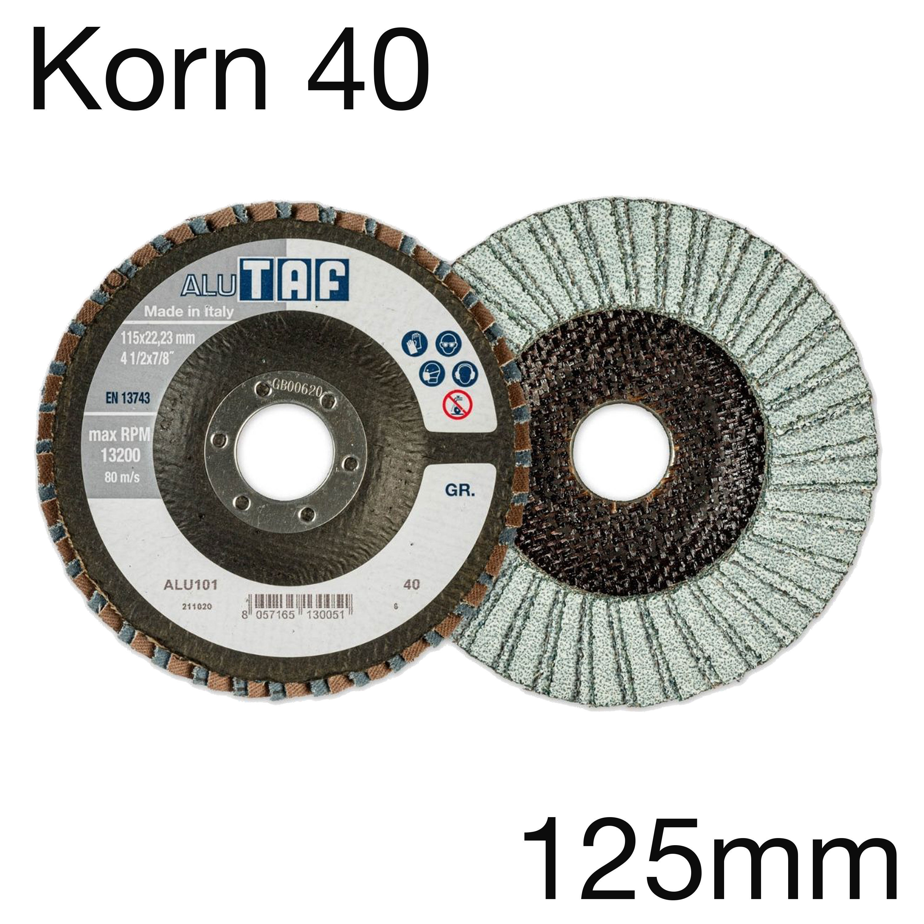 TAF Lamellenscheibe ALU103, Zirkonkorund, flach, Korn 40, 125 x 22mm TAF Lamellenscheibe ALU103, Zirkonkorund, flach, Korn 40, 125 x 22mm