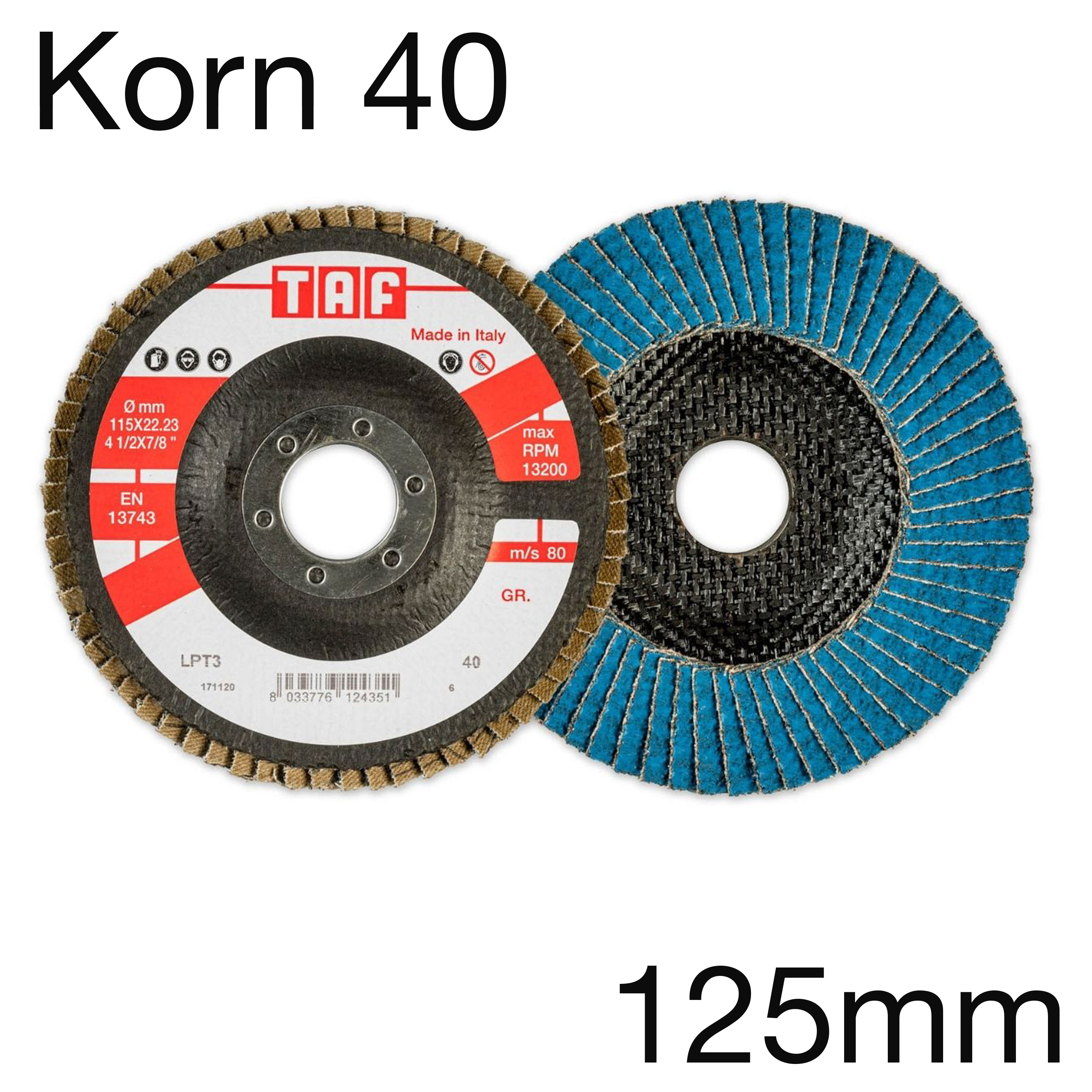 TAF Lamellenscheibe LPT7, Zirkon/Keramik, flach, Korn 40, 125 x 22mm TAF Lamellenscheibe LPT7, Zirkon/Keramik, flach, Korn 40, 125 x 22mm