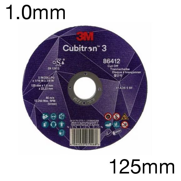 3M Produkt 86647 Cubitron 3 Trennscheibe, flach, 125 x 1.0 x 22mm, Pack mit 25 Stk 3M Produkt 86647 Cubitron 3 Trennscheibe, flach, 125 x 1.0 x 22mm, Pack mit 25 Stk