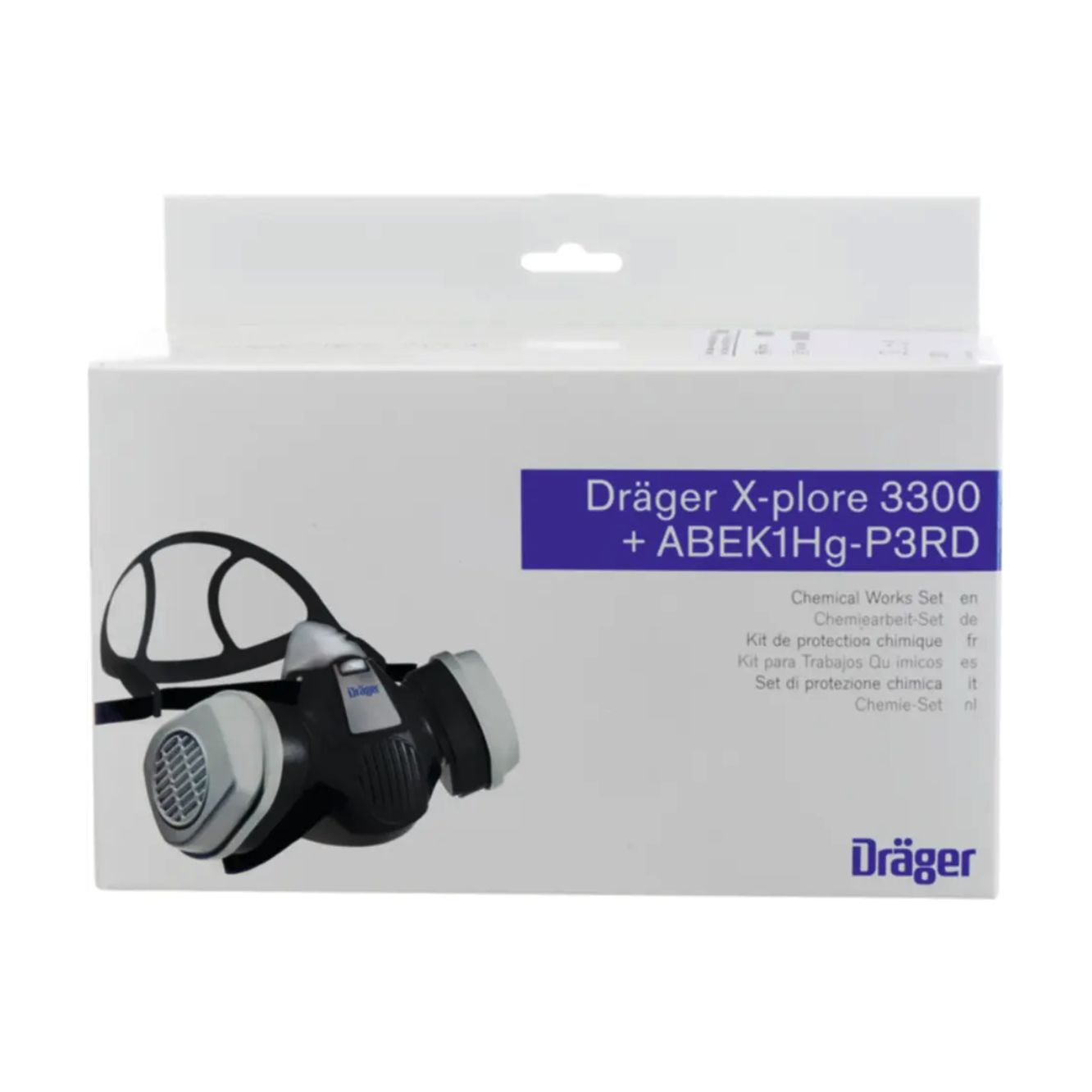 Dräger Chemiearbeitset X-plore 3300, Atemschutz-Halbmaske mit Filtern A1B1E1K1 Hg P3 R D Dräger Chemiearbeitset X-plore 3300, Atemschutz-Halbmaske mit Filtern A1B1E1K1 Hg P3 R D