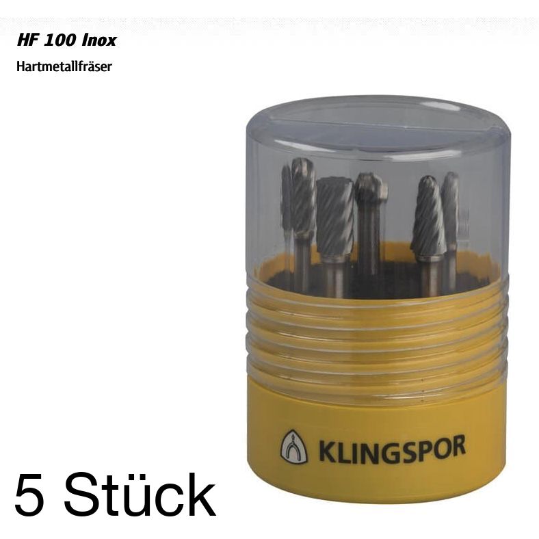 334221, 5-tlg. Fräser-Set mit Hochleistungsverzahnung, 9,6 x 6 mm, Inox