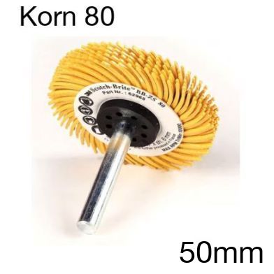 3M RB-ZB  62965 Radial Bristle Brush, Reinigungsbürste, gelb, Korn 80, 50mm Pack mit 6 Stk