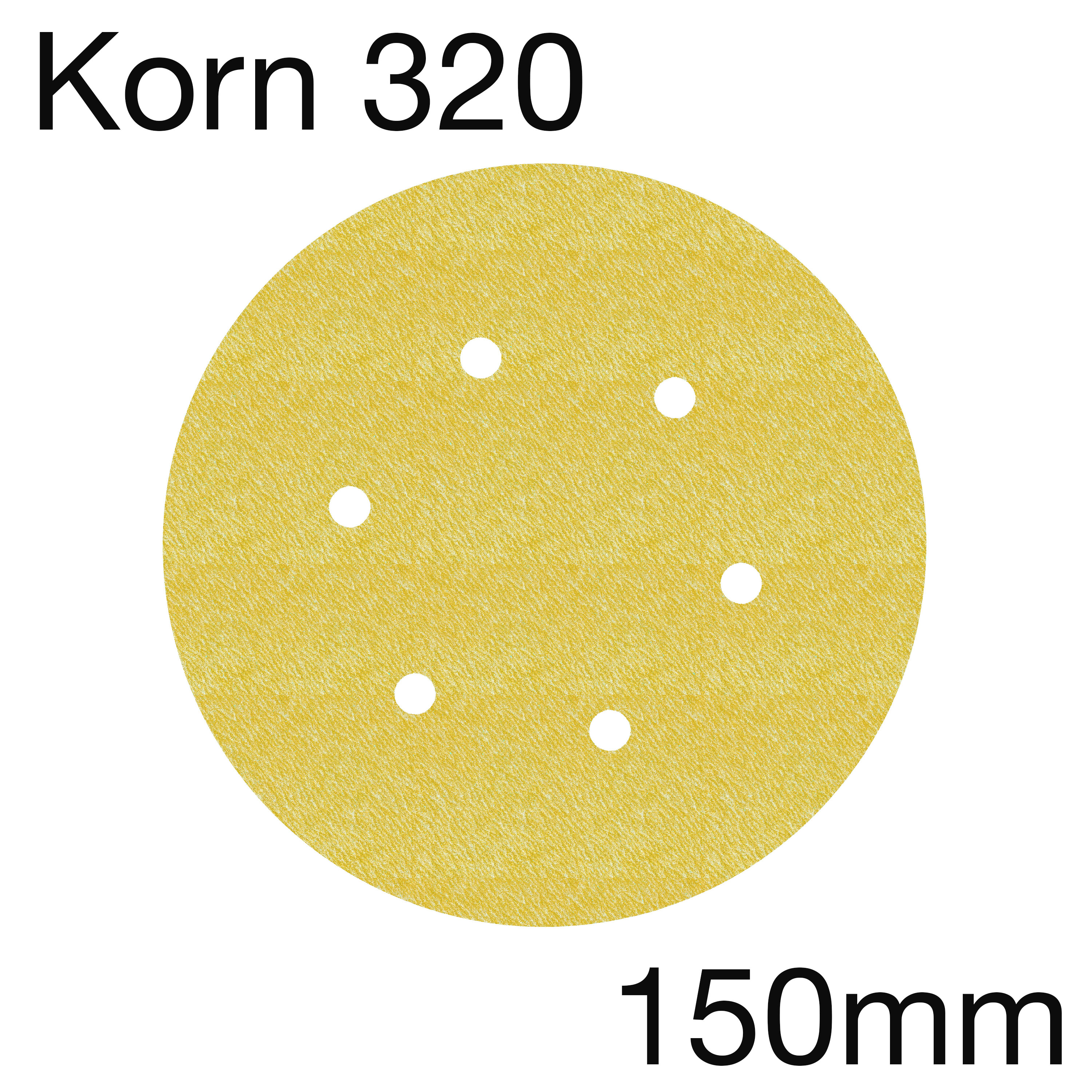 3M 255 63337 Hookit Papierschleifscheiben Gold, 6-Loch, Korn 320, 150mm, Pack mit 100 Stk