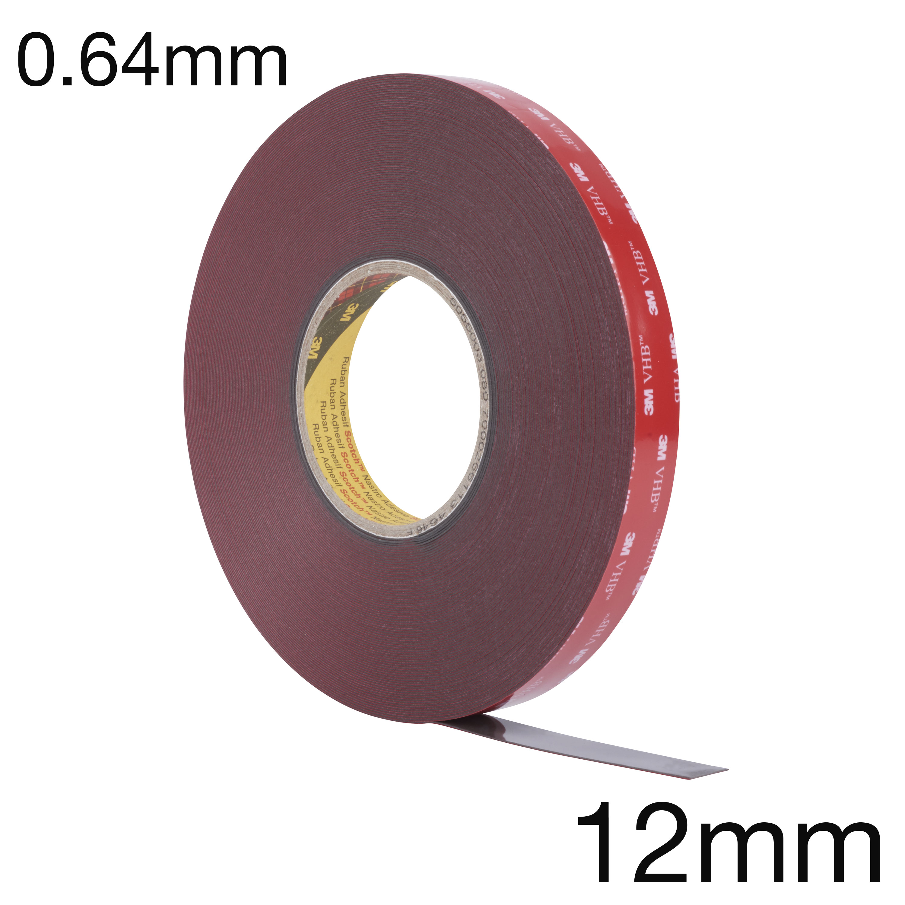 3M 4646-F VHB Montageband doppelseitig, hitzebeständig, grau, 0.63mm, 12mm x 33m