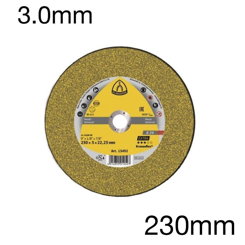 Kronenflex Trennscheiben A 24 Extra, 230mm x 3 x 22mm, 87378, Pack mit 25 Stk, universell Kronenflex Trennscheiben A 24 Extra, 230mm x 3 x 22mm, 87378, Pack mit 25 Stk, universell