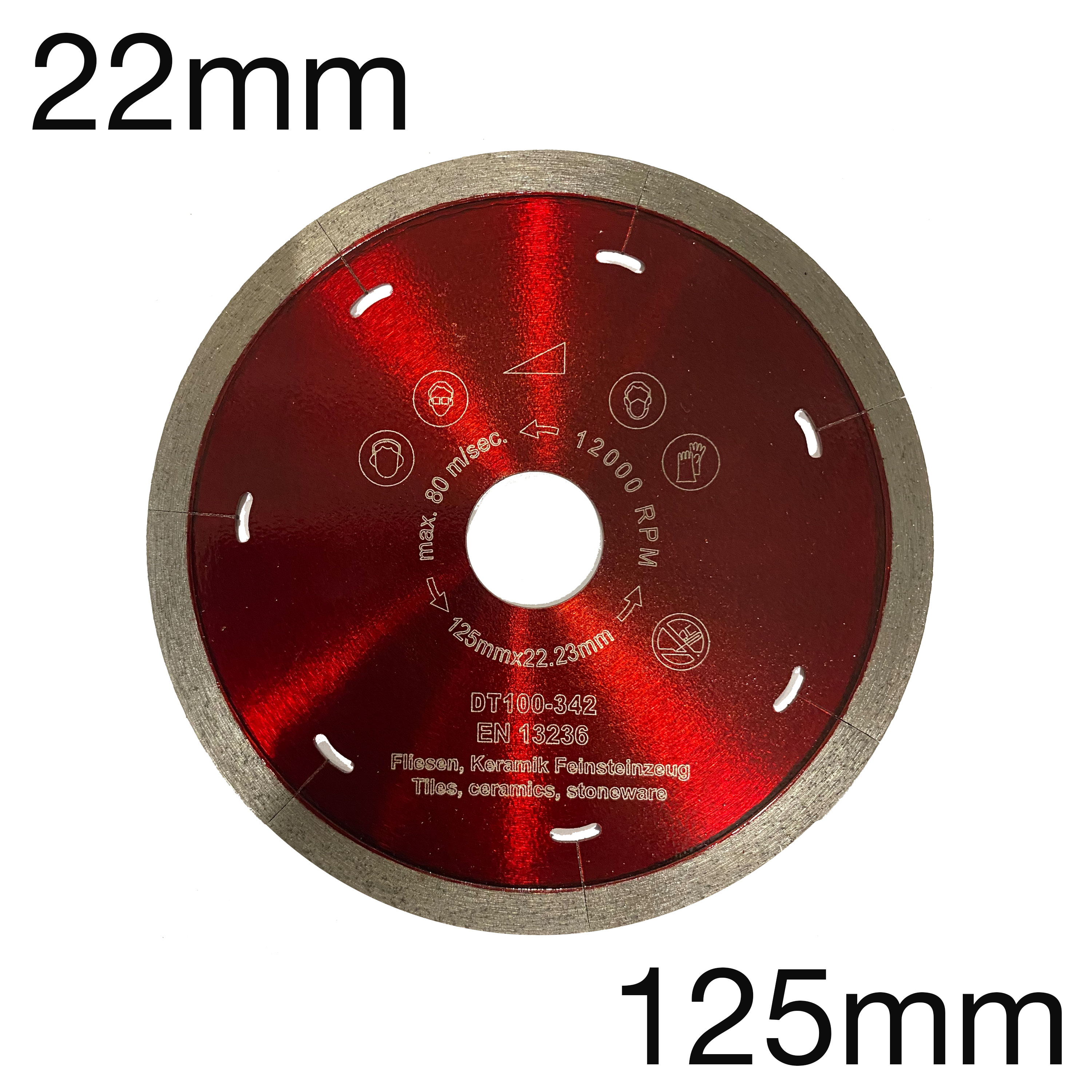 Diamant-Trennscheibe, für Keramik und Granit, 8.5mm Segmenthöhe, Feinsteinzeug etc., 125 x 22mm Diamant-Trennscheibe, für Keramik und Granit, 8.5mm Segmenthöhe, Feinsteinzeug etc., 125 x 22mm