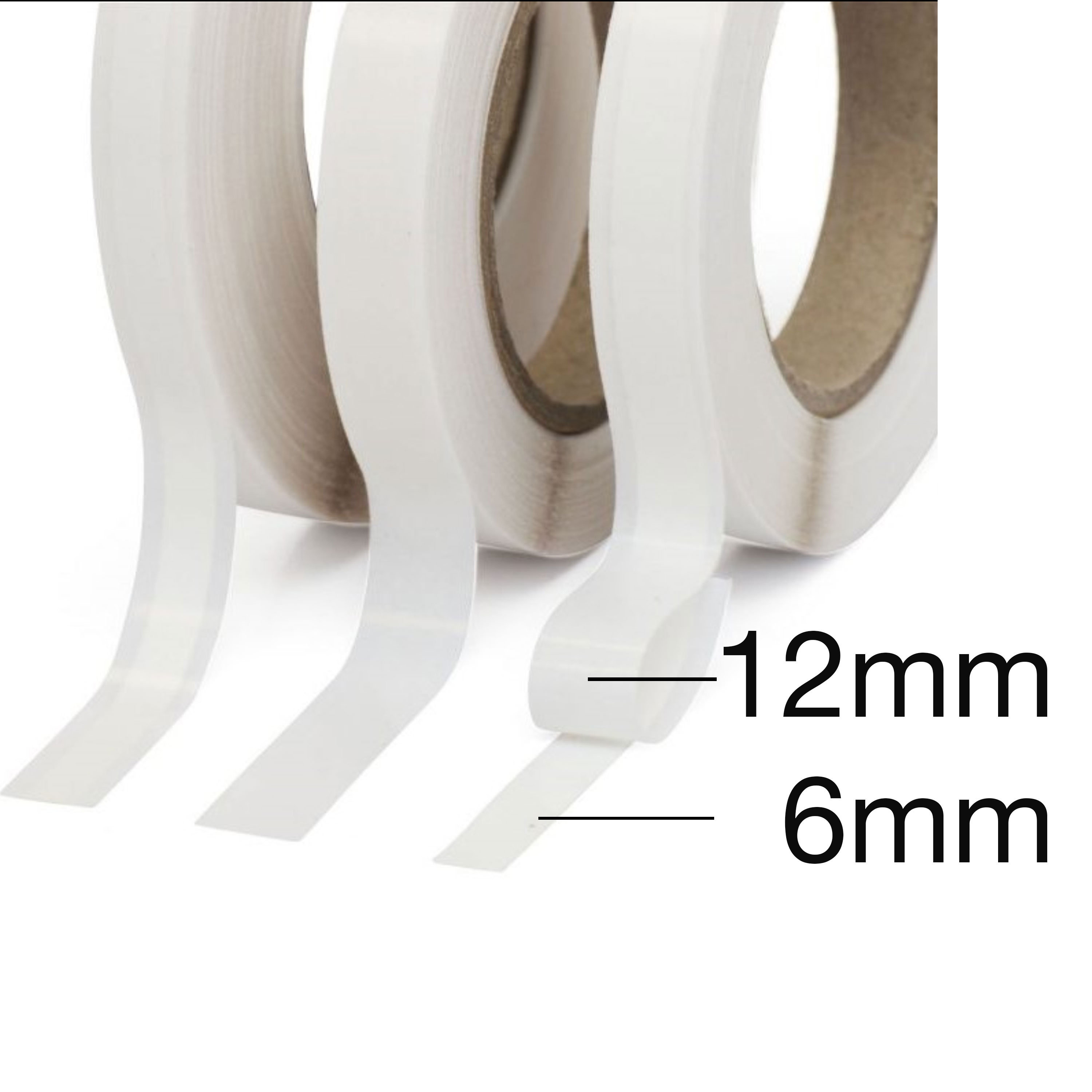 Papiervlies-Klebeband doppelseitig, permanent klebend, mit beidseitig überstehendem Schutzpapier, 6/12mm x 500m