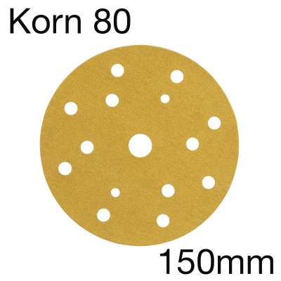ABVERKAUF - 3M 255P 50443 Hookit Papierschleifscheiben Gold, 15-Loch, Korn 80, 150mm, Pack mit 100 Stk (statt CHF 74.00)