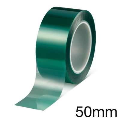 Tesa 50600 PET Silikon-Abdeckband, rückstandsfrei entfernbar, grün, 0.08mm, 50mm x 66m