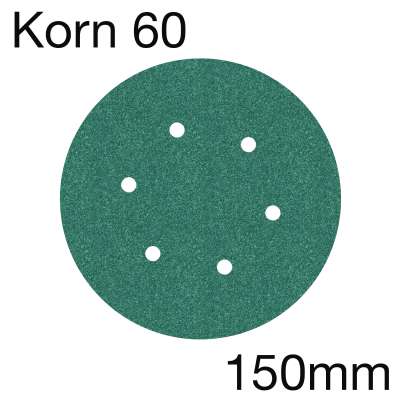 3M 245 01690 Hookit Papierschleifscheibe, 6-Loch, Korn 60, 150mm, Pack mit 50 Stk