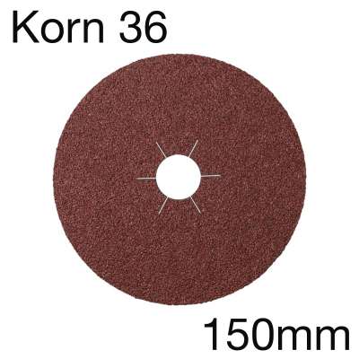 Klingspor CS 561 Fiberscheiben in Aluminiumoxid, Korn 36, 150 x 22mm, Pack mit 25 Stk