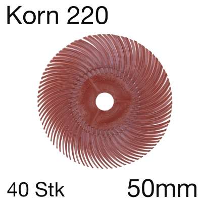 3M RB-ZB 30121 Radial Bristle Brush, Reinigungsbürste, rot, Korn 220, 50mm, Pack mit 50 Stk